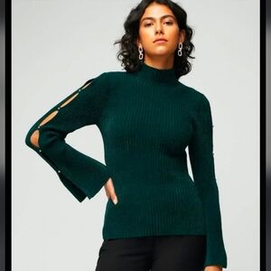 Whitehouse Blackmarket Chenille Sweater with Cutout Sleeves